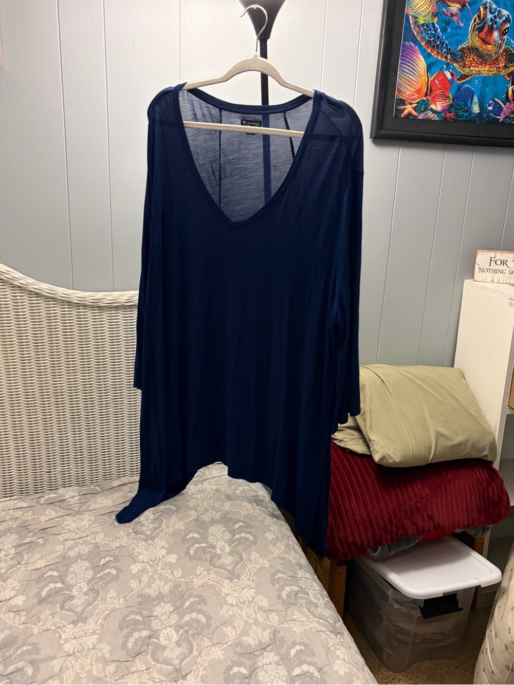 new directions Navy V-Neck Lightweight Tunic